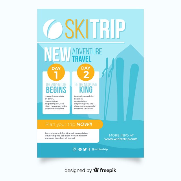 Ski trip flat poster