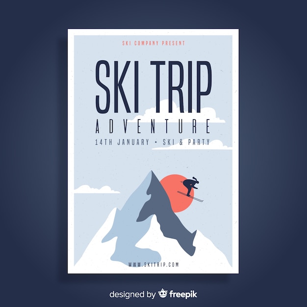 Free Vector ski trip flyer template