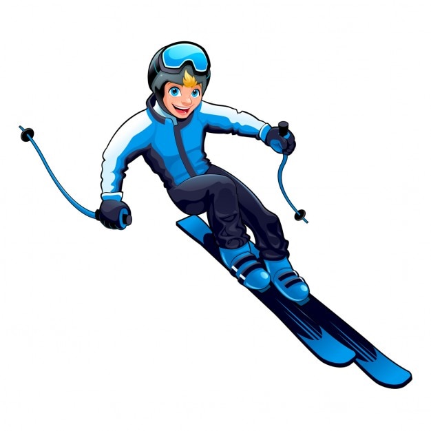 Free Vector skiing, cartoon style