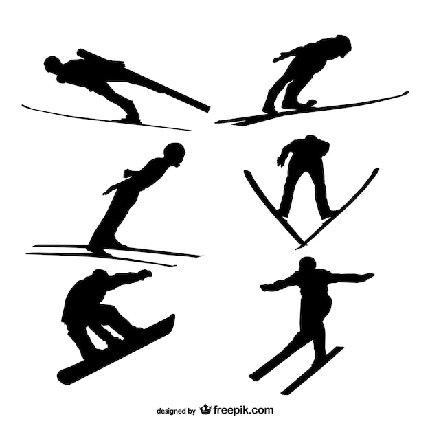 Skiing silhouettes