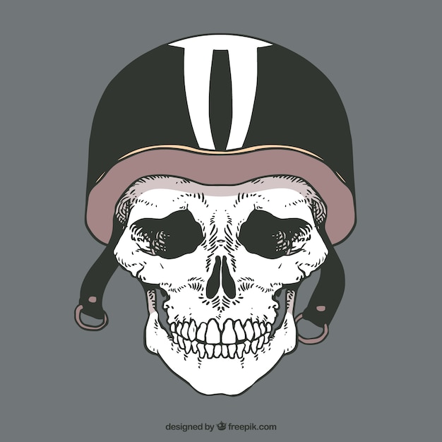 Skull background with rider helmet