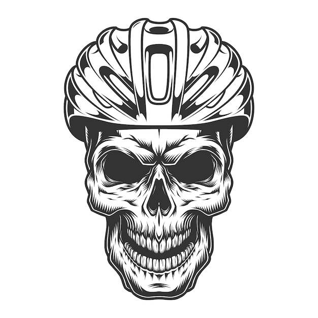 Skull in the bicycle helmet