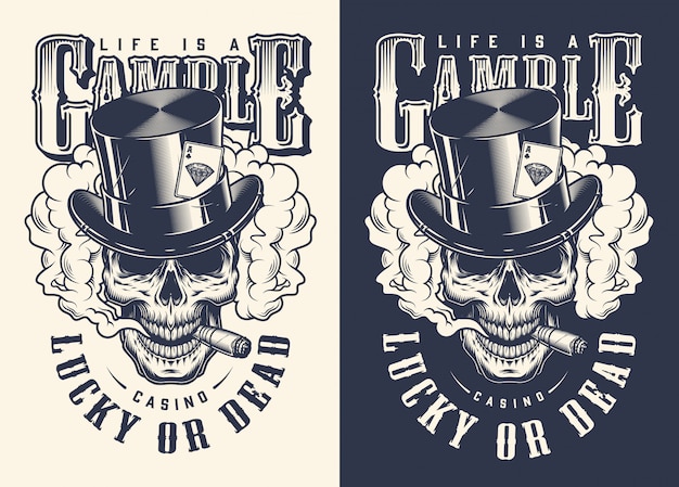 Free Vector skull casino concept t-shirt print