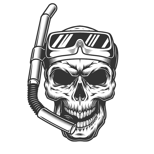 Free vector skull in the diving mask