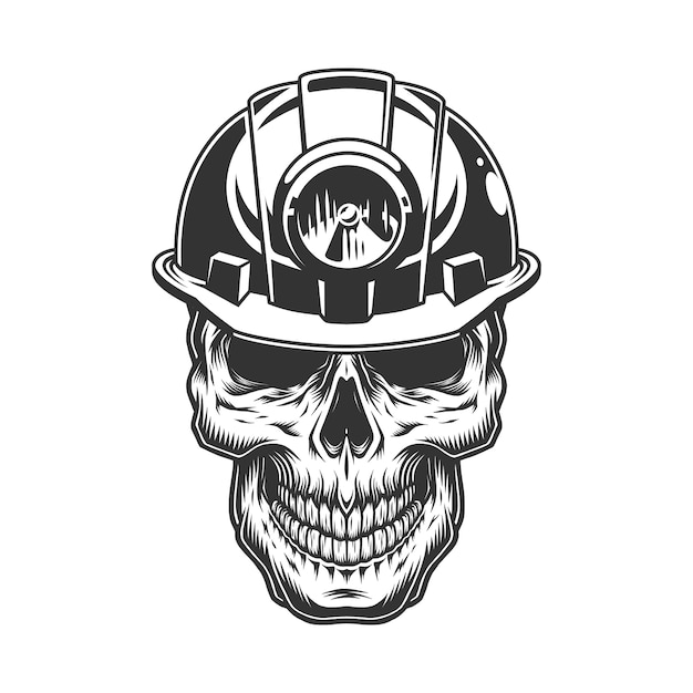 Free Vector skull in the miner helmet