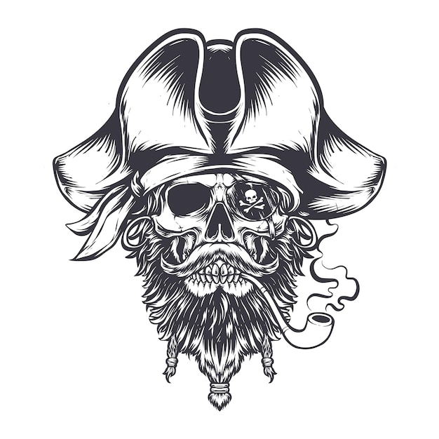 Skull pirates captain vector illustration