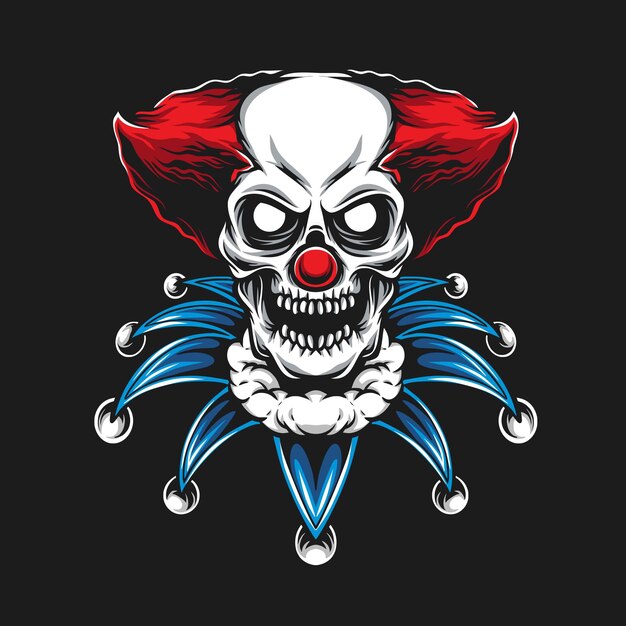 Skull red clown vector illustration