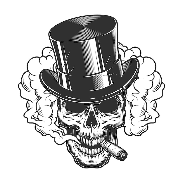 Free vector skull in smoke cloud