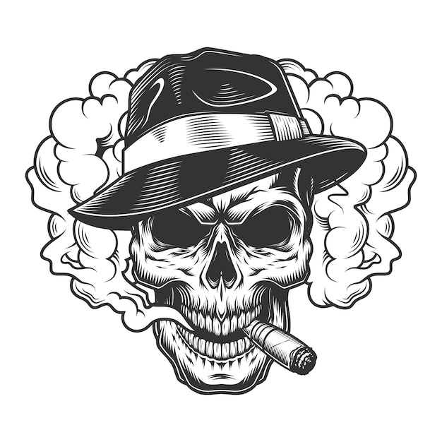 Free vector skull in smoke cloud