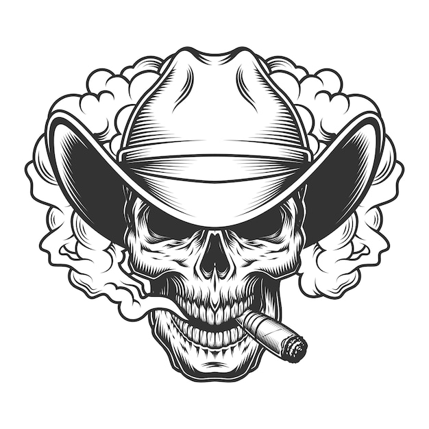 Free Vector skull in smoke cloud