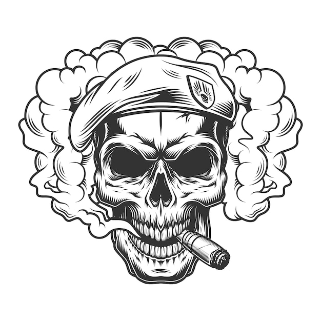 Free vector skull in smoke cloud