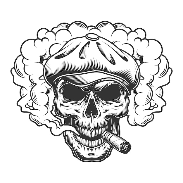 Skull in smoke cloud