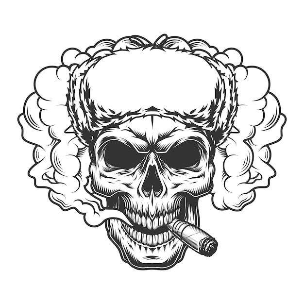 Skull in smoke cloud