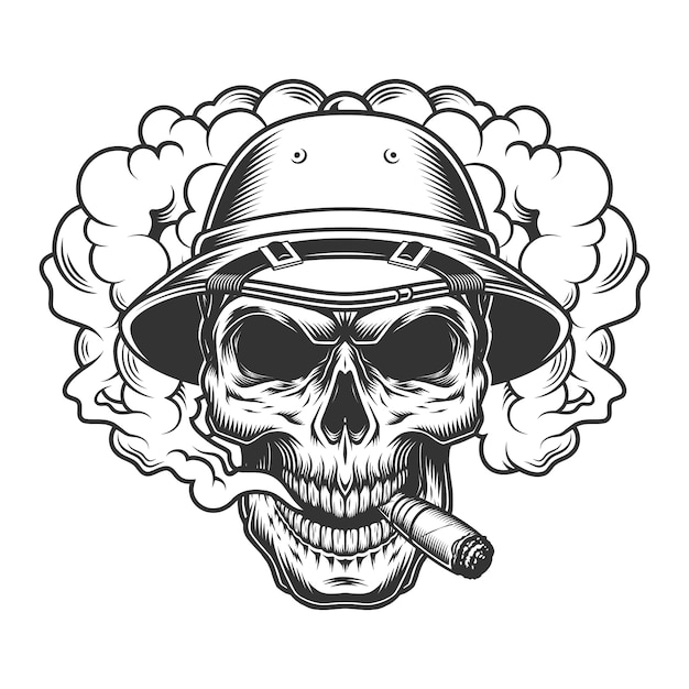 Free Vector skull in smoke cloud