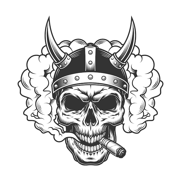 Free Vector skull in smoke cloud