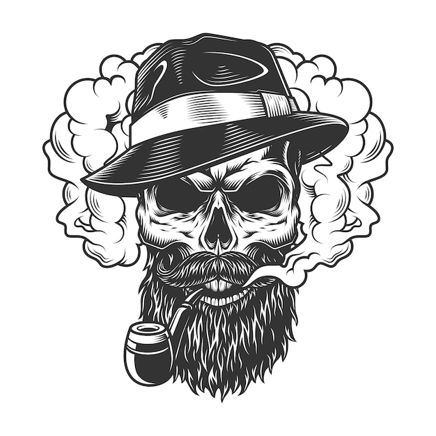 Free vector skull in smoke cloud