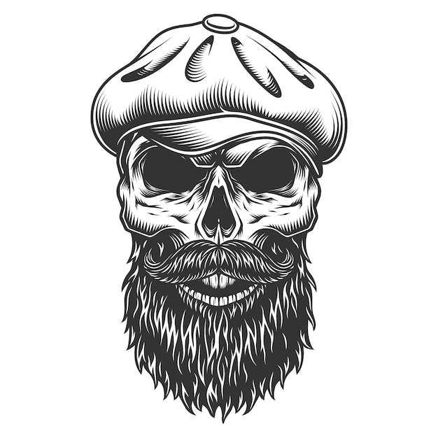 Free Vector skull in the tweed hat.