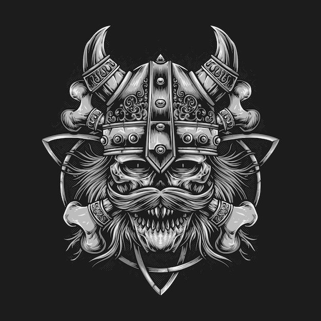 Free vector skull viking head vector logo