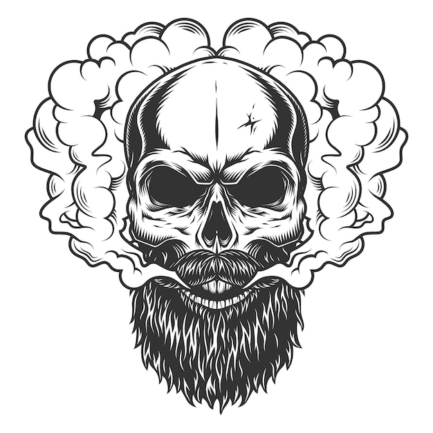 Free vector skull with beard and mustache