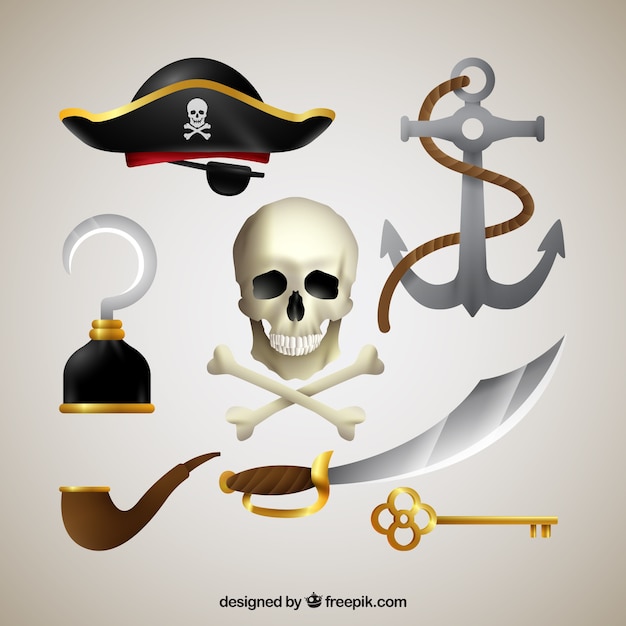 Skull with elements of pirates