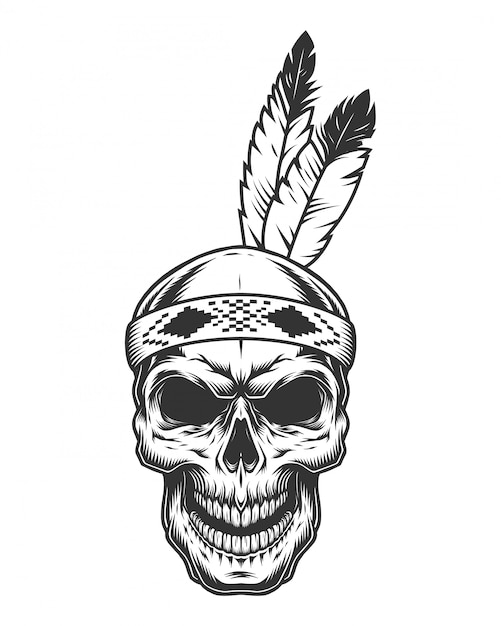 Skull with indian feather