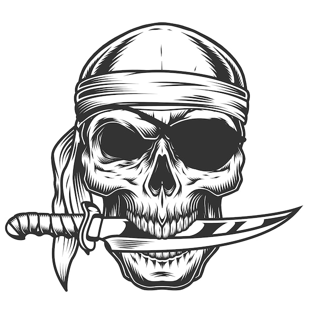 Skull with knife