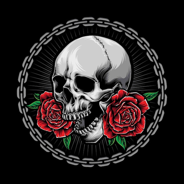 Skull with roses  logo