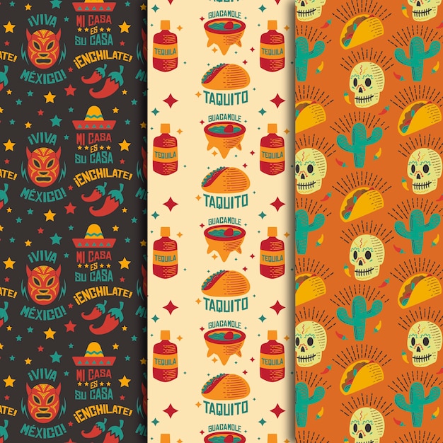 Skulls and burrito seamless pattern