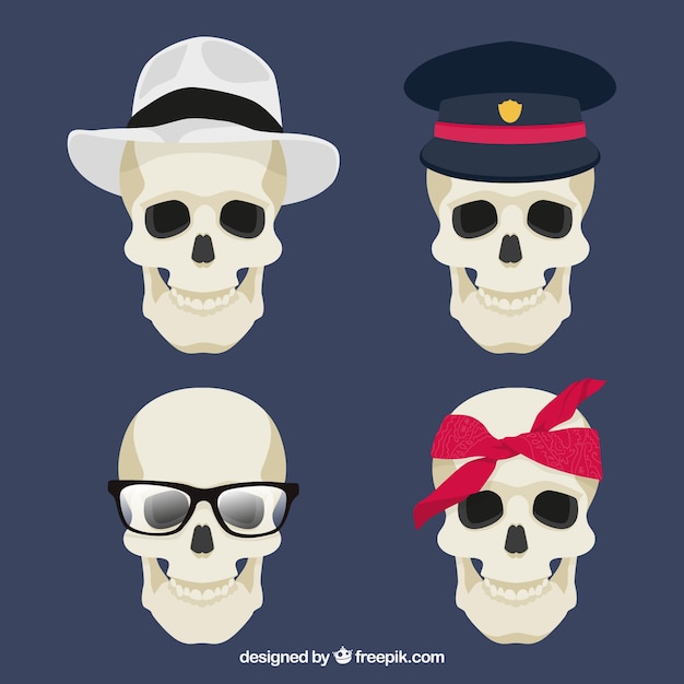 Free Vector skulls with accessories