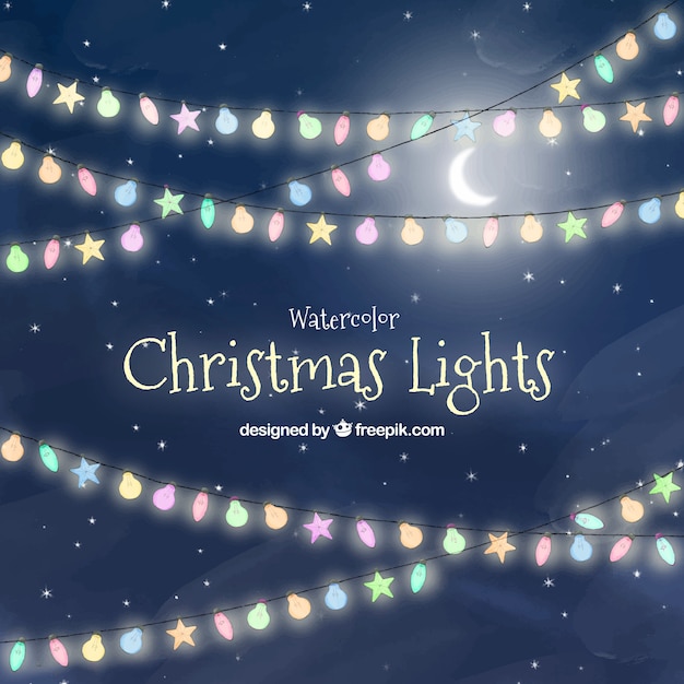 Free Vector sky background with christmas lights