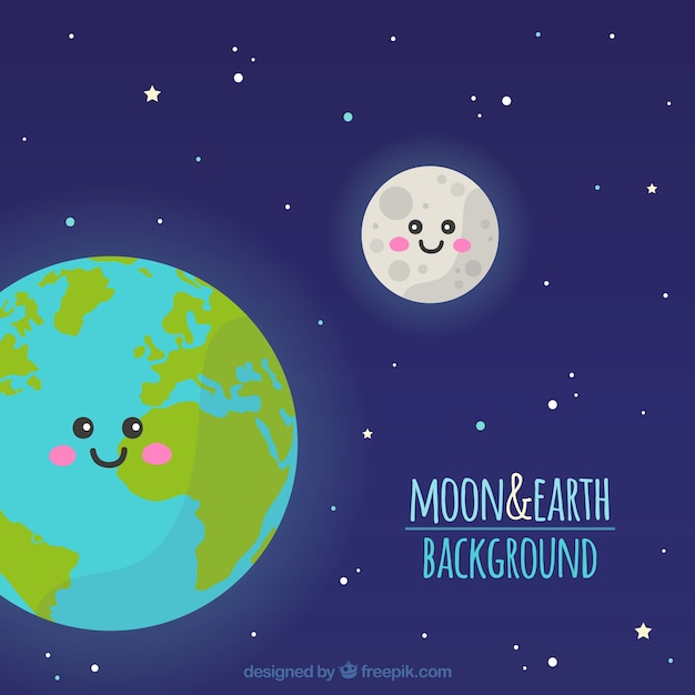 Sky background with earth and moon