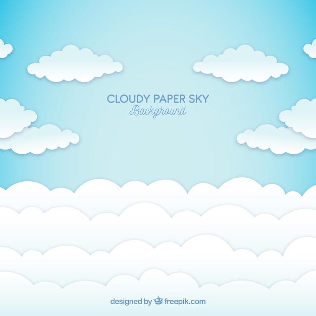 Sky with clouds background in paper texture