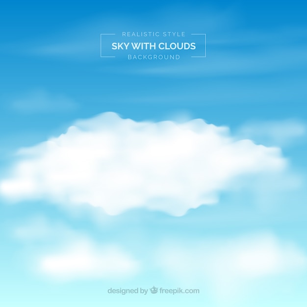 Sky with clouds background in realistic style