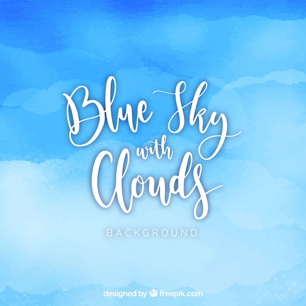 Sky with clouds watercolour background 