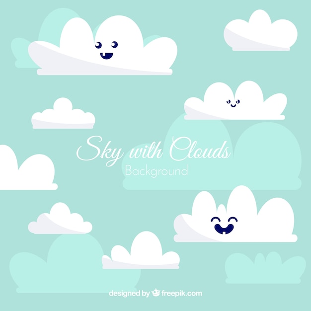 Free Vector sky with cute clouds background