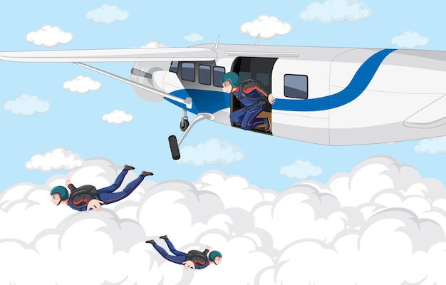 Free Vector skydiver jumping off the airplane