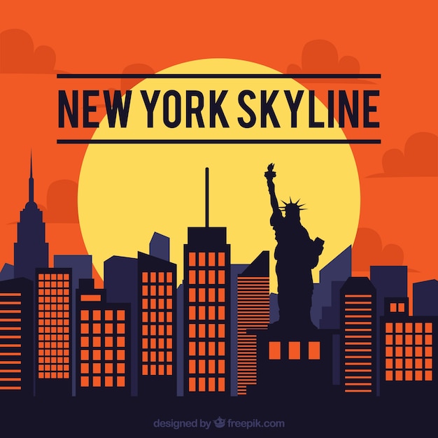 Free vector skyline design of new york