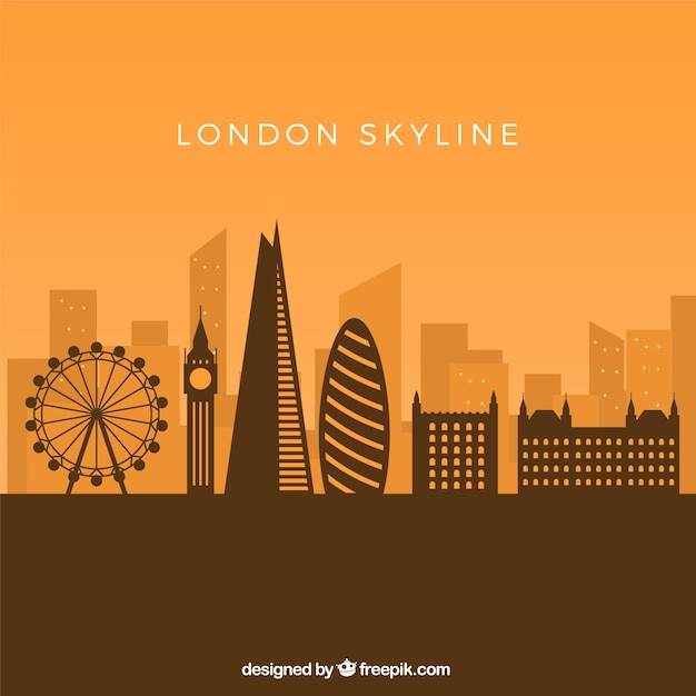 Skyline of london on yellow background