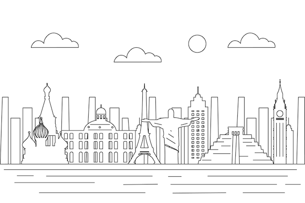 Free Vector skyline outline landmarks