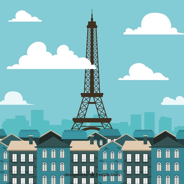 Free vector skyline of paris in flat design