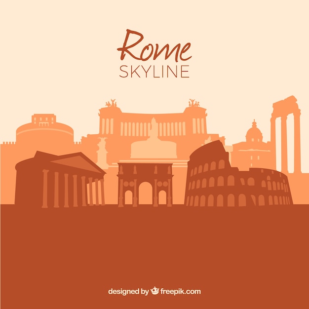 Free Vector skyline of rome in warm colors