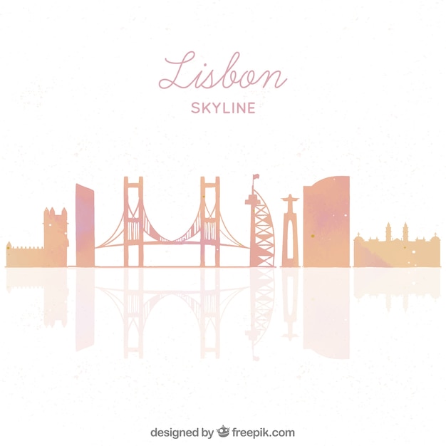 Skyline silhouette of lisbon city