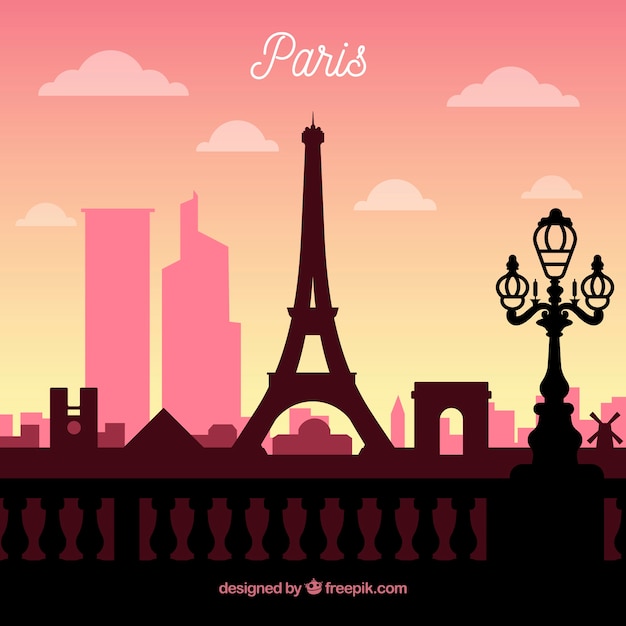 Free Vector skyline silhouette of paris city