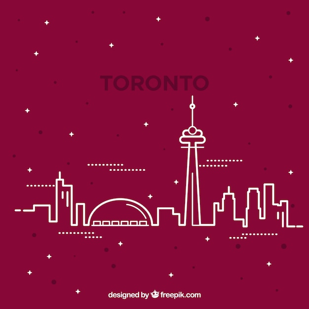 Free vector skyline silhouette of toronto city in monoline