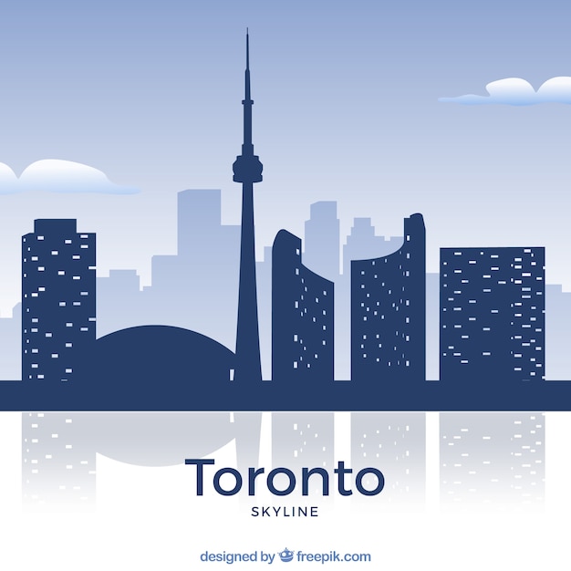 Free vector skyline of toronto in blue tones