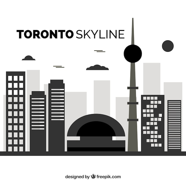 Free vector skyline of toronto in flat style