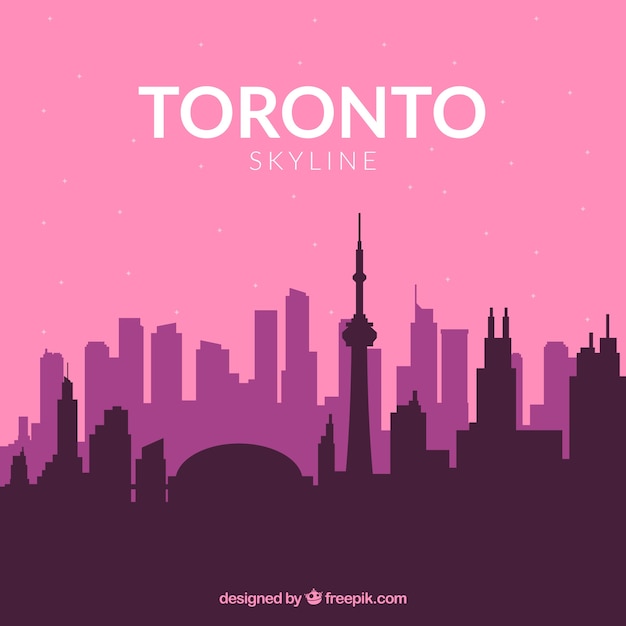 Free vector skyline of toronto in pink tones