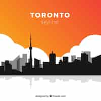 Free vector skyline of toronto with clouds