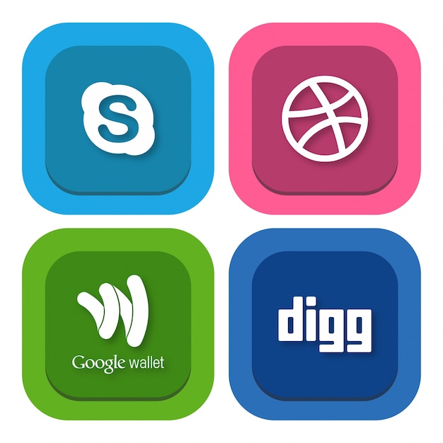 Skype dribble google wallet and digg logos