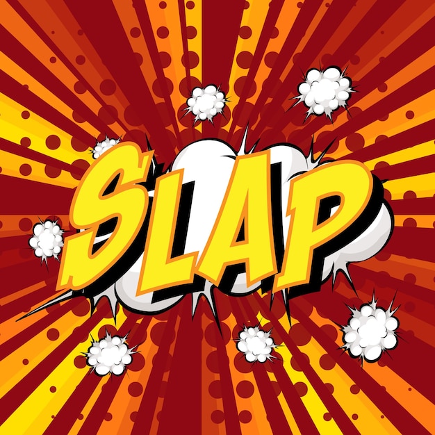 Free Vector slap wording comic speech bubble on burst